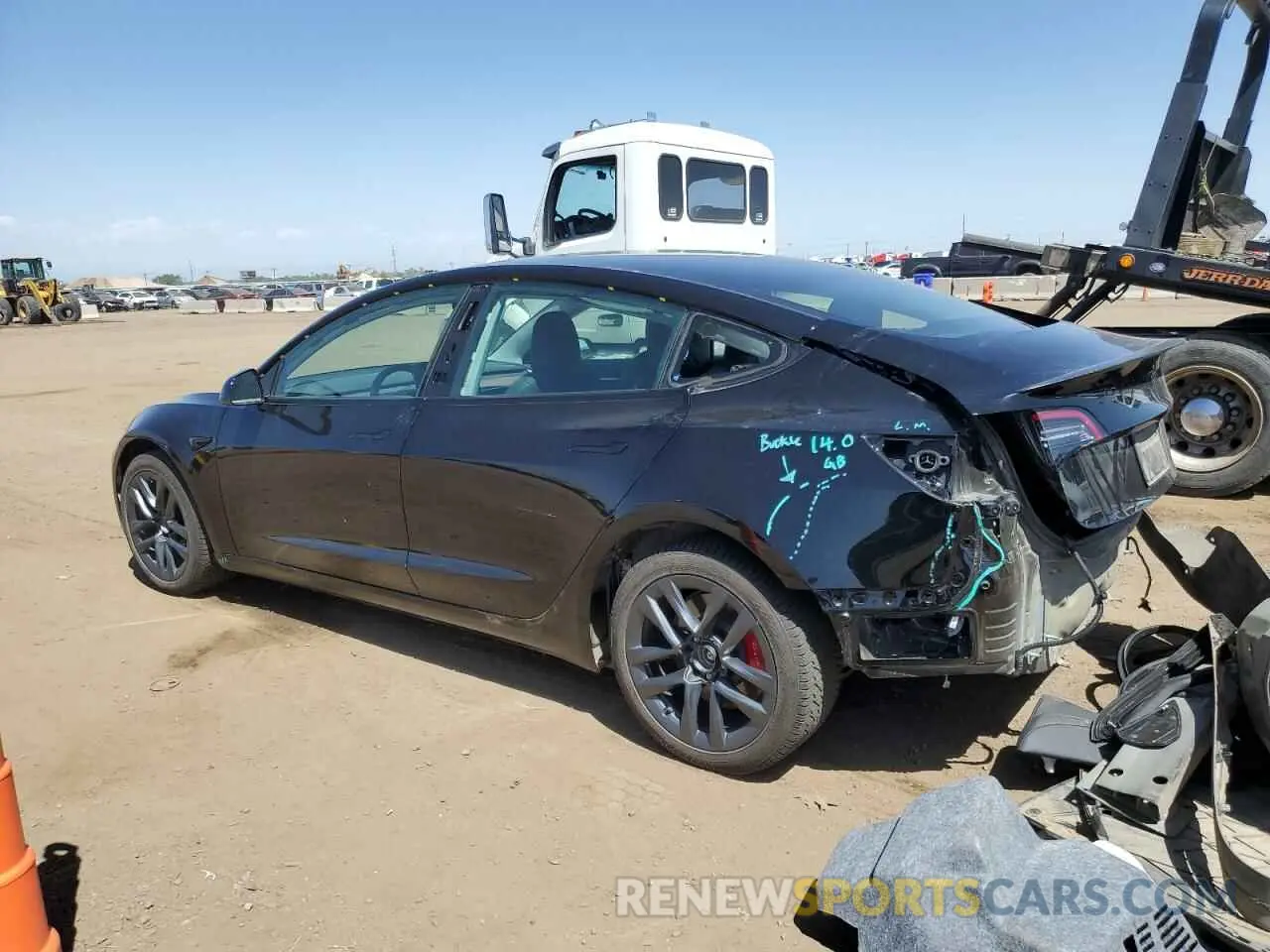2 Photograph of a damaged car 5YJ3E1EC8NF357247 TESLA MODEL 3 2022