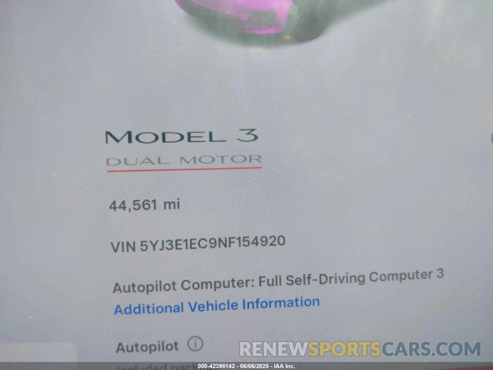 7 Photograph of a damaged car 5YJ3E1EC9NF154920 TESLA MODEL 3 2022