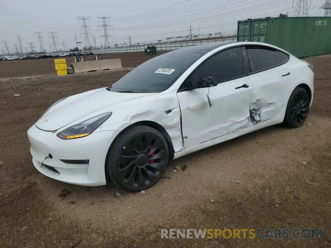 1 Photograph of a damaged car 5YJ3E1EC9NF346791 TESLA MODEL 3 2022