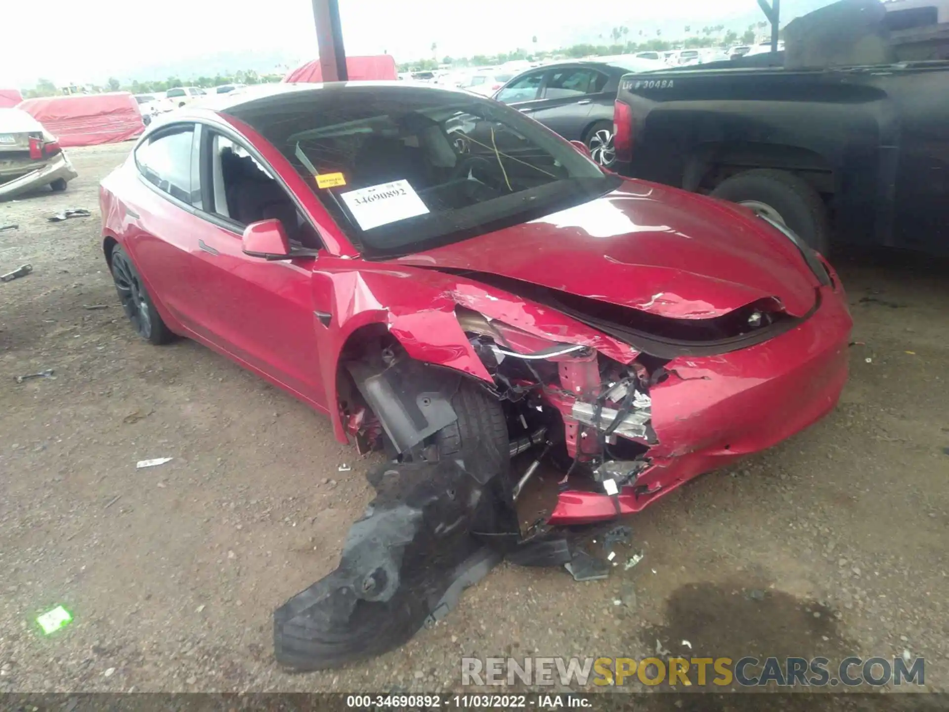 1 Photograph of a damaged car 5YJ3E1EC9NF353742 TESLA MODEL 3 2022