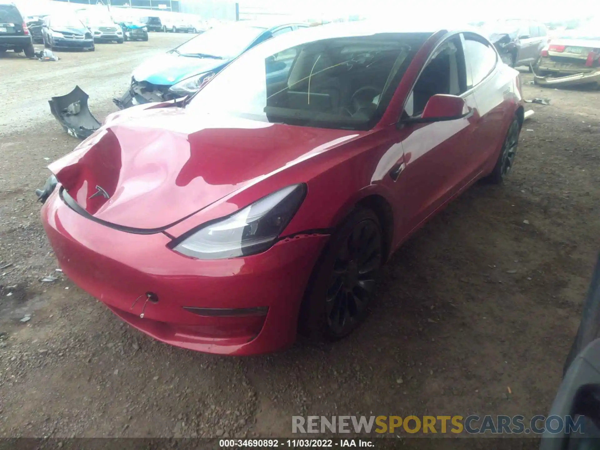 2 Photograph of a damaged car 5YJ3E1EC9NF353742 TESLA MODEL 3 2022