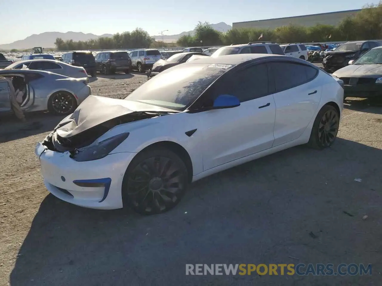 1 Photograph of a damaged car 5YJ3E1ECXNF125846 TESLA MODEL 3 2022