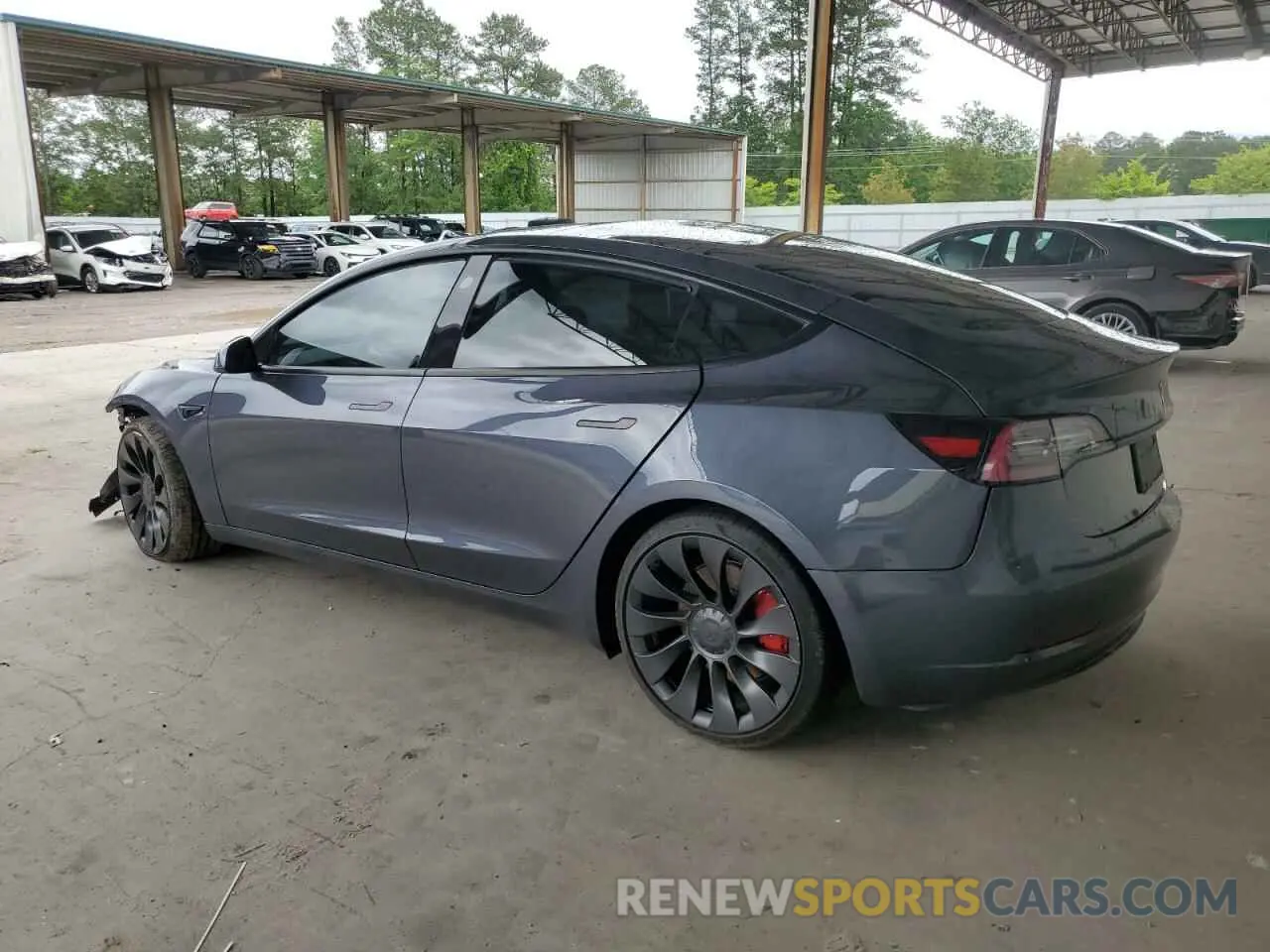 2 Photograph of a damaged car 5YJ3E1ECXNF166414 TESLA MODEL 3 2022
