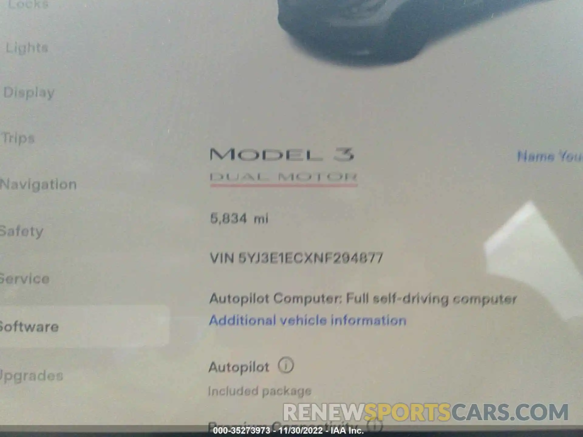 7 Photograph of a damaged car 5YJ3E1ECXNF294877 TESLA MODEL 3 2022