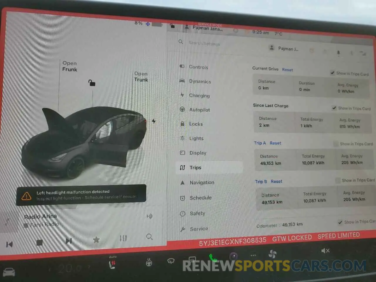 9 Photograph of a damaged car 5YJ3E1ECXNF308535 TESLA MODEL 3 2022