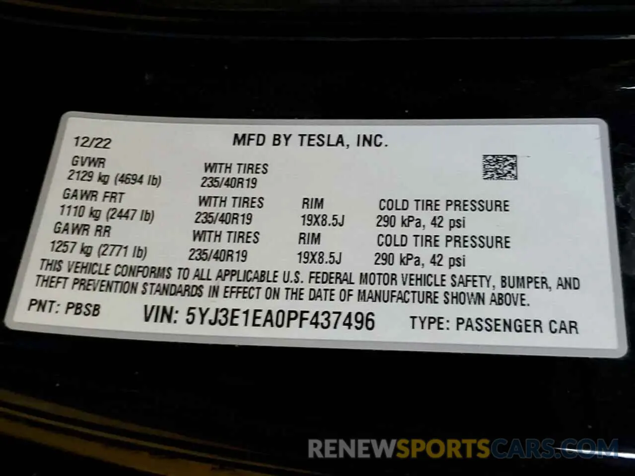13 Photograph of a damaged car 5YJ3E1EA0PF437496 TESLA MODEL 3 2023