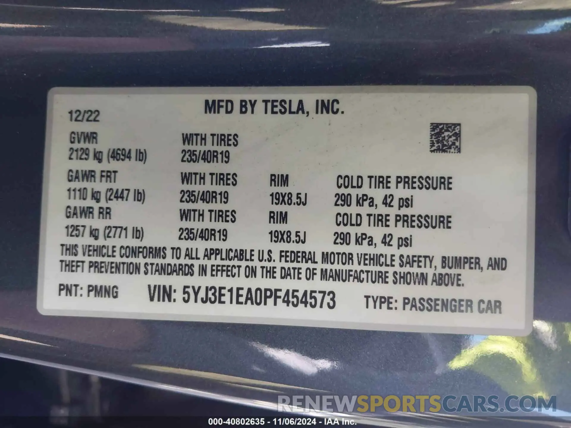 9 Photograph of a damaged car 5YJ3E1EA0PF454573 TESLA MODEL 3 2023