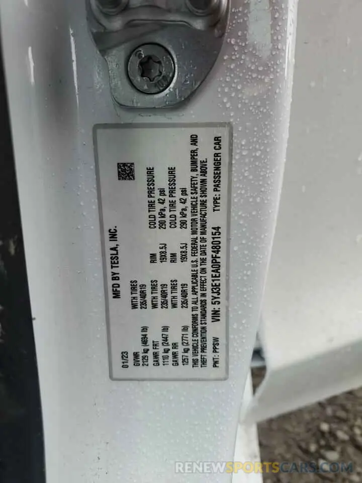 15 Photograph of a damaged car 5YJ3E1EA0PF480154 TESLA MODEL 3 2023