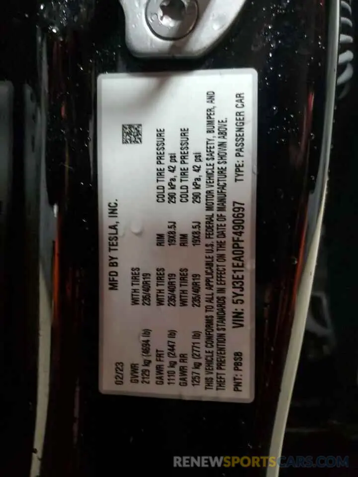 13 Photograph of a damaged car 5YJ3E1EA0PF490697 TESLA MODEL 3 2023