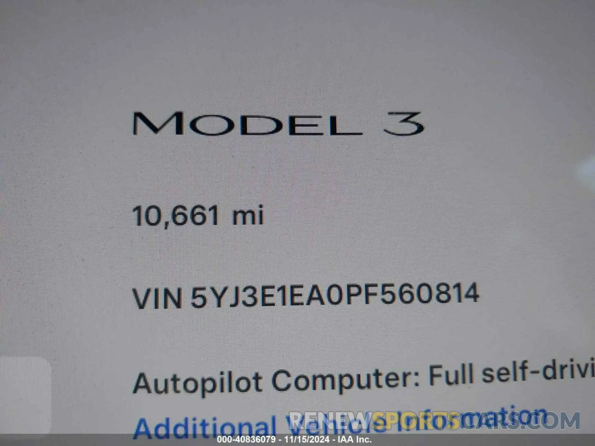 14 Photograph of a damaged car 5YJ3E1EA0PF560814 TESLA MODEL 3 2023