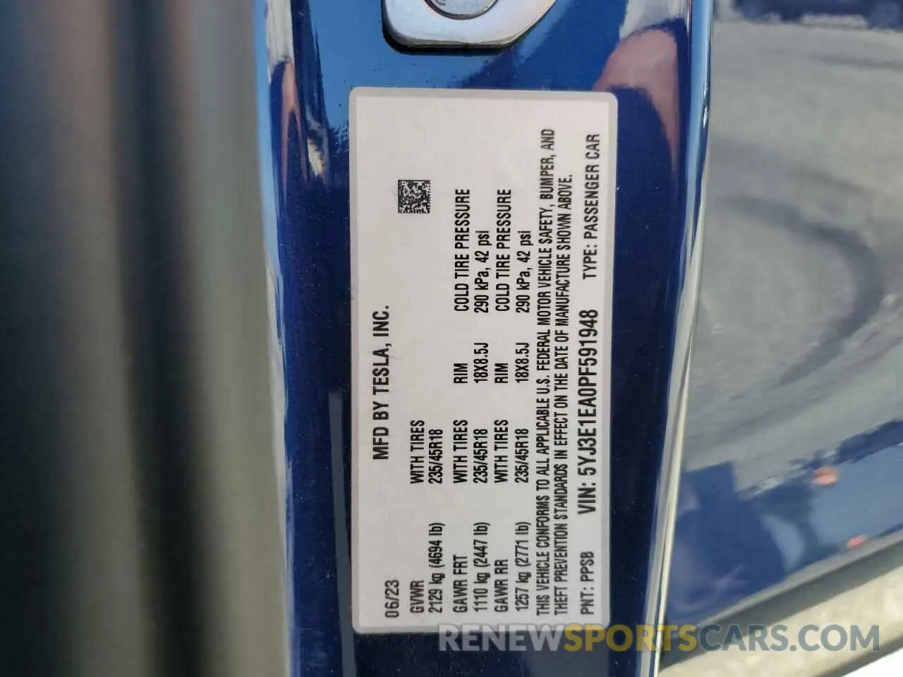 15 Photograph of a damaged car 5YJ3E1EA0PF591948 TESLA MODEL 3 2023