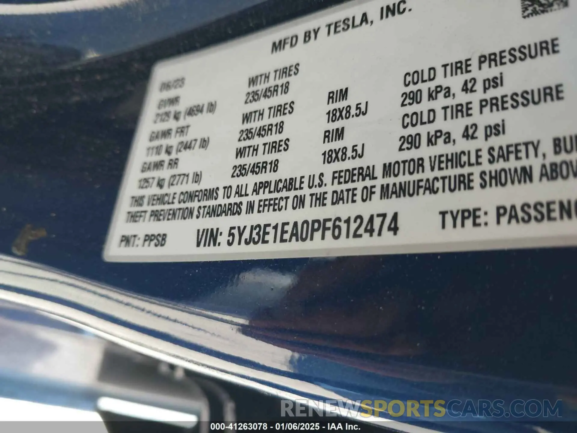 9 Photograph of a damaged car 5YJ3E1EA0PF612474 TESLA MODEL 3 2023