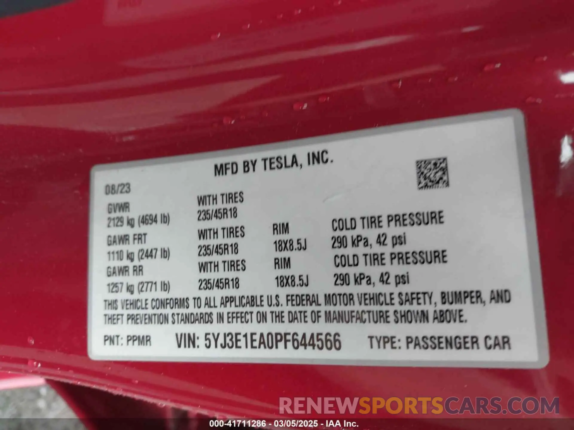 9 Photograph of a damaged car 5YJ3E1EA0PF644566 TESLA MODEL 3 2023