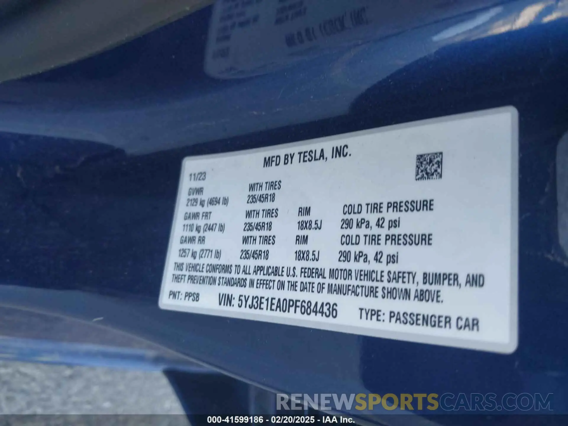 9 Photograph of a damaged car 5YJ3E1EA0PF684436 TESLA MODEL 3 2023