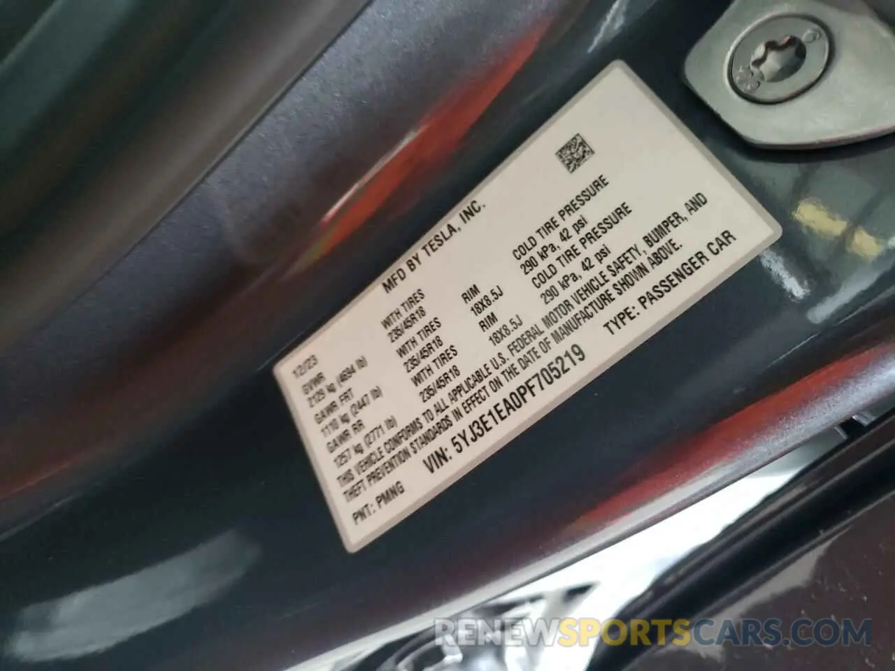 12 Photograph of a damaged car 5YJ3E1EA0PF705219 TESLA MODEL 3 2023