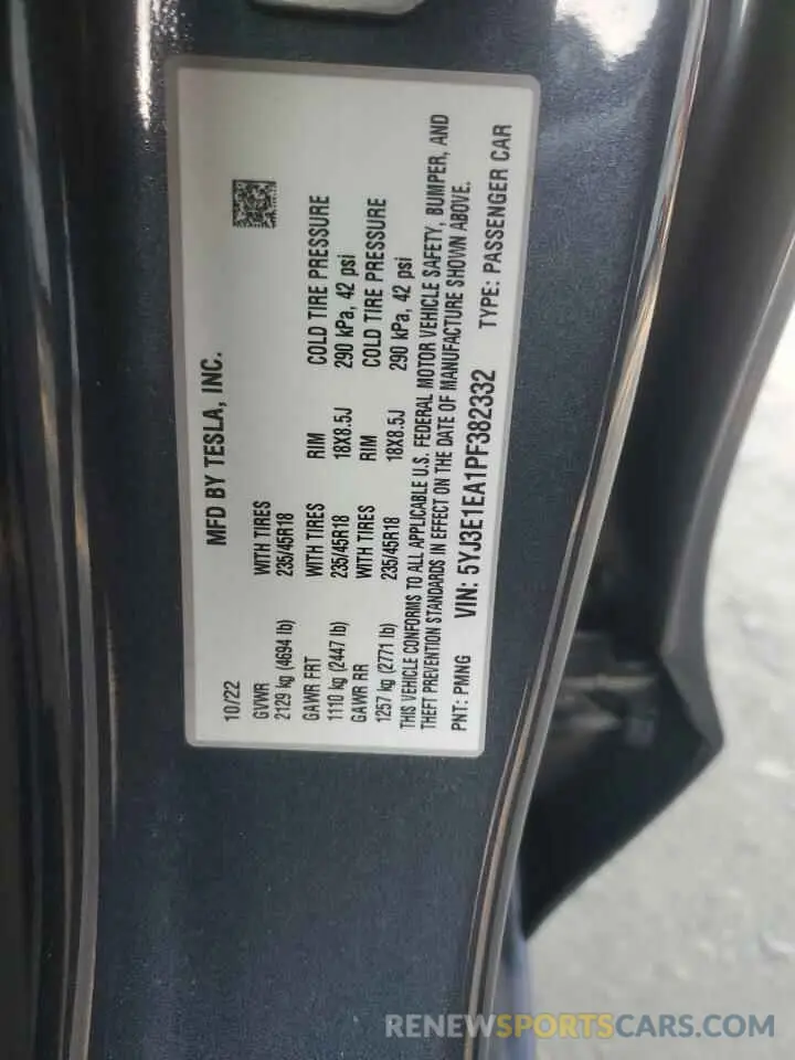 13 Photograph of a damaged car 5YJ3E1EA1PF382332 TESLA MODEL 3 2023