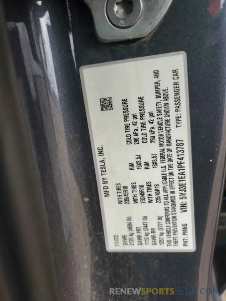 12 Photograph of a damaged car 5YJ3E1EA1PF413787 TESLA MODEL 3 2023
