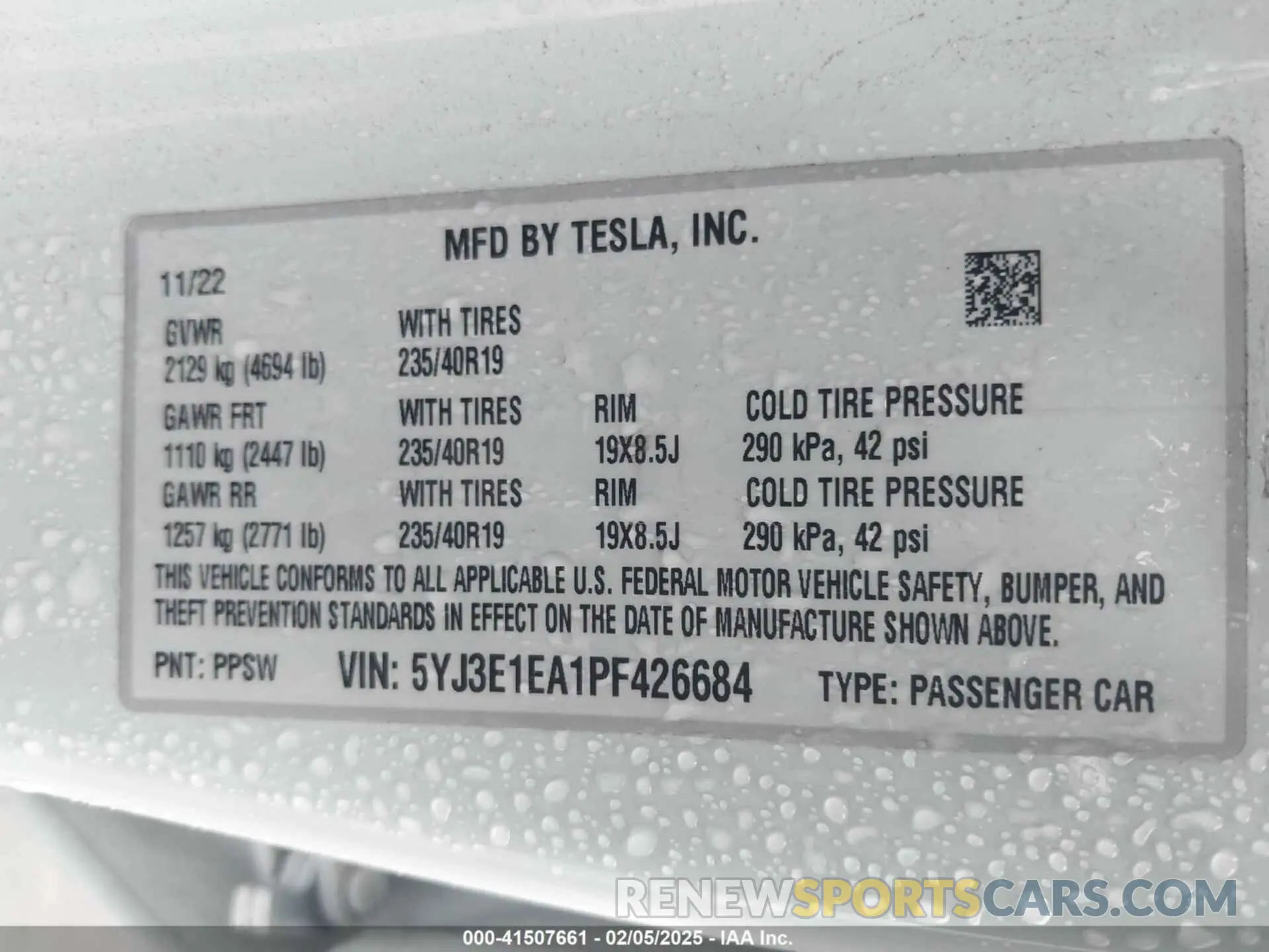 9 Photograph of a damaged car 5YJ3E1EA1PF426684 TESLA MODEL 3 2023