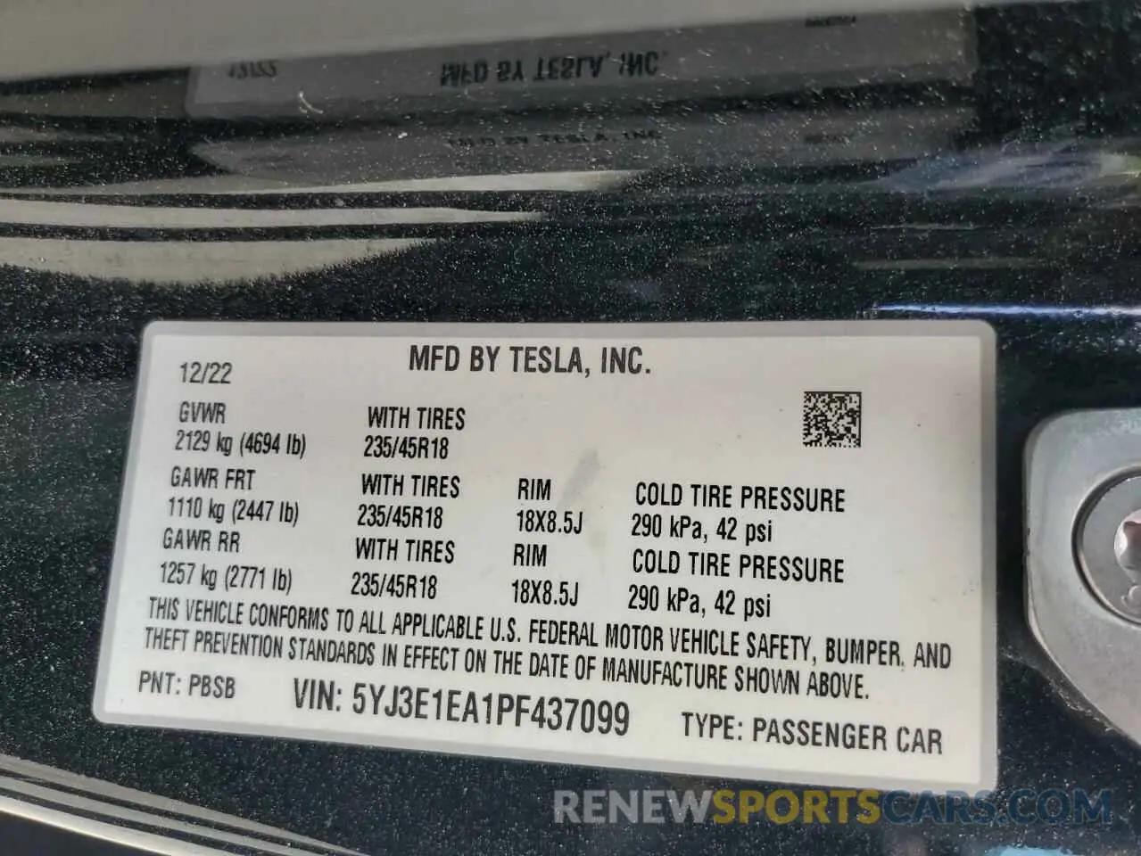 12 Photograph of a damaged car 5YJ3E1EA1PF437099 TESLA MODEL 3 2023