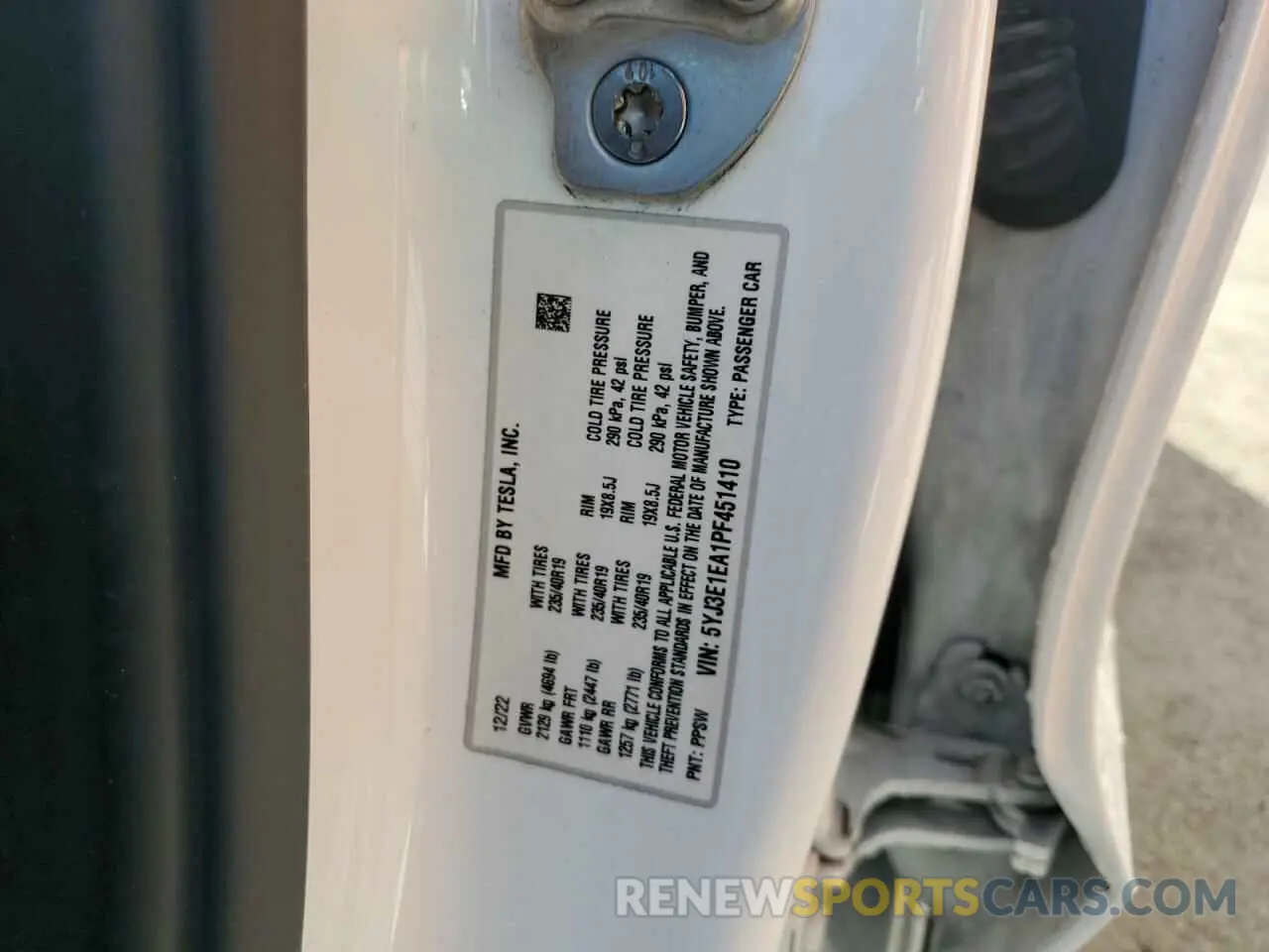 12 Photograph of a damaged car 5YJ3E1EA1PF451410 TESLA MODEL 3 2023