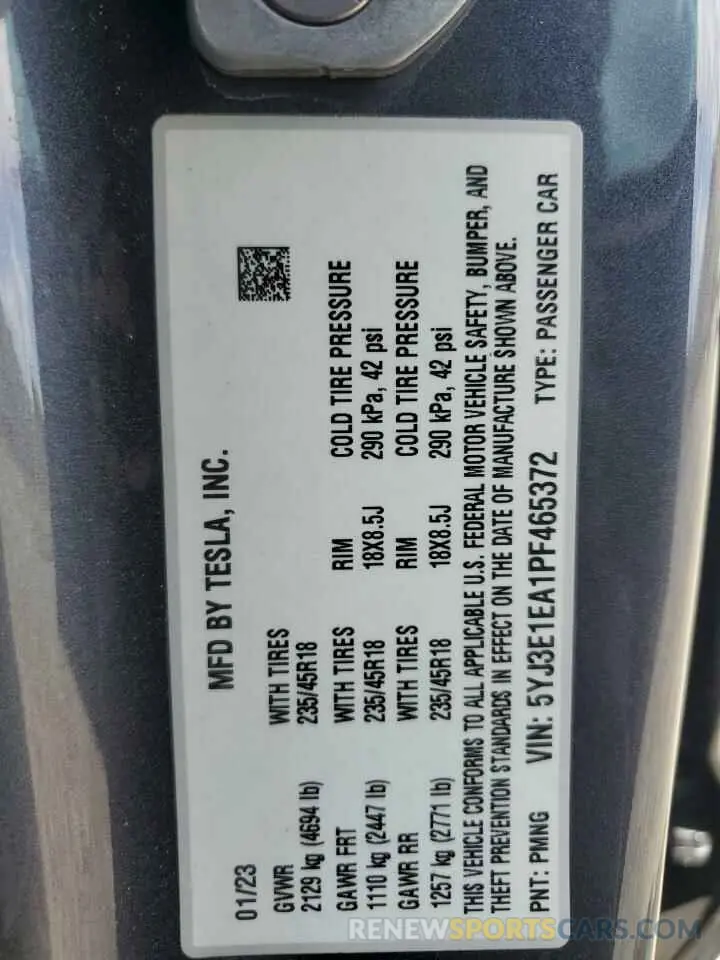 14 Photograph of a damaged car 5YJ3E1EA1PF465372 TESLA MODEL 3 2023
