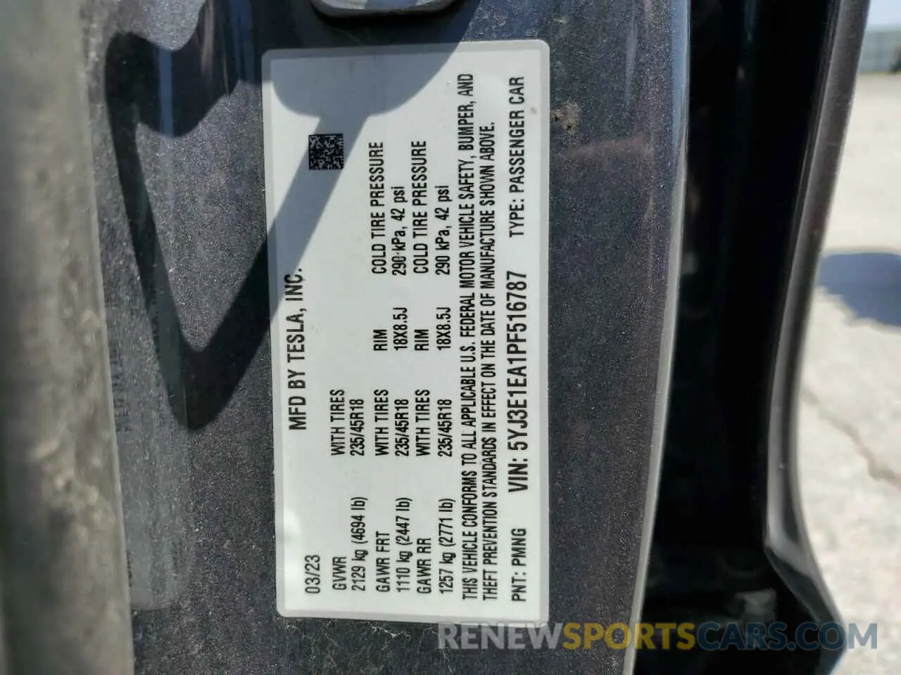 12 Photograph of a damaged car 5YJ3E1EA1PF516787 TESLA MODEL 3 2023