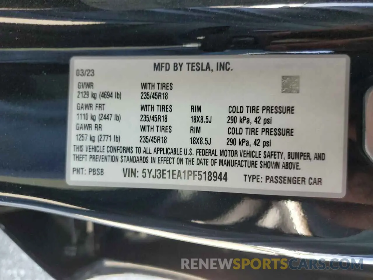 12 Photograph of a damaged car 5YJ3E1EA1PF518944 TESLA MODEL 3 2023