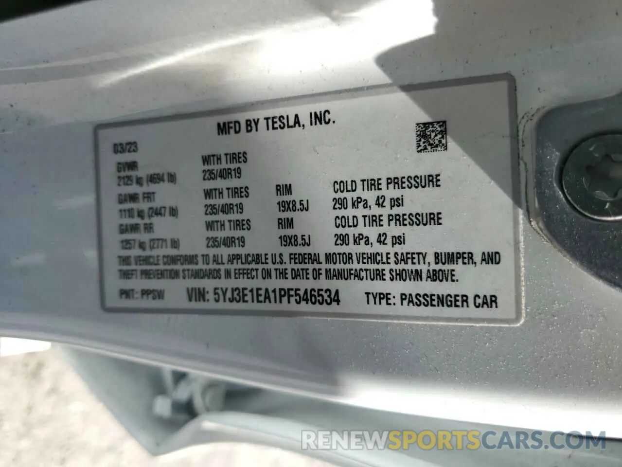 12 Photograph of a damaged car 5YJ3E1EA1PF546534 TESLA MODEL 3 2023