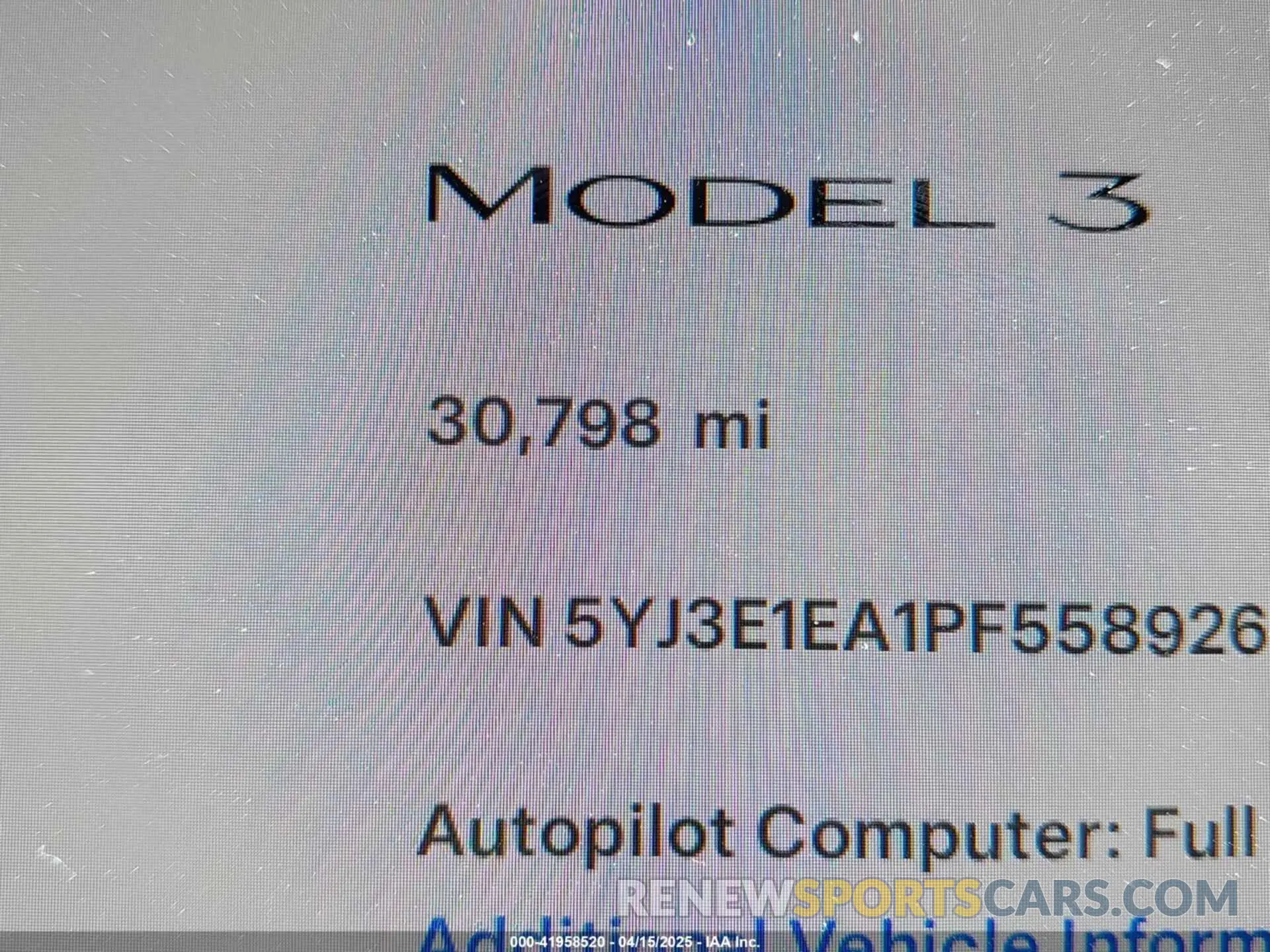 15 Photograph of a damaged car 5YJ3E1EA1PF558926 TESLA MODEL 3 2023