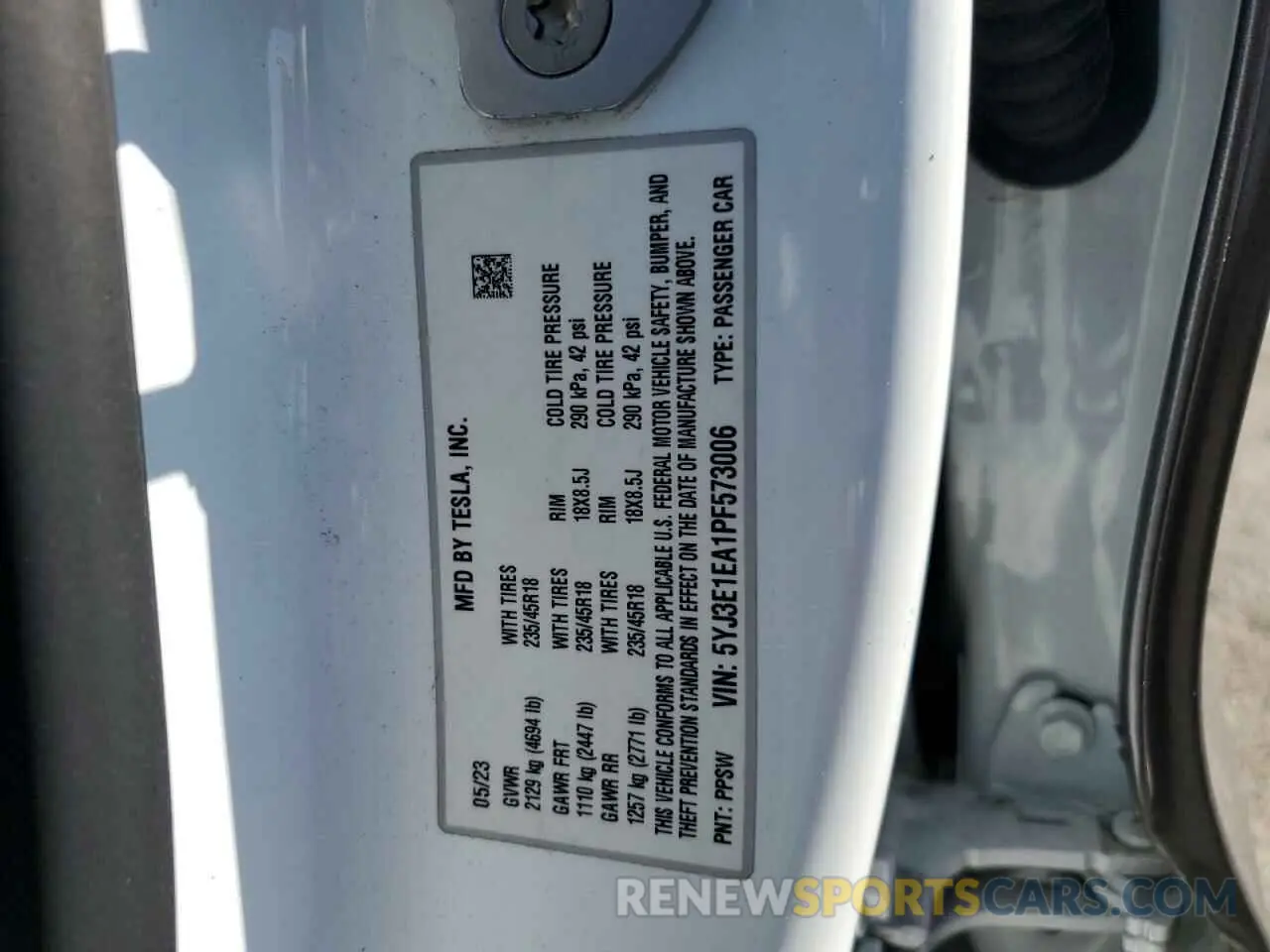 12 Photograph of a damaged car 5YJ3E1EA1PF573006 TESLA MODEL 3 2023