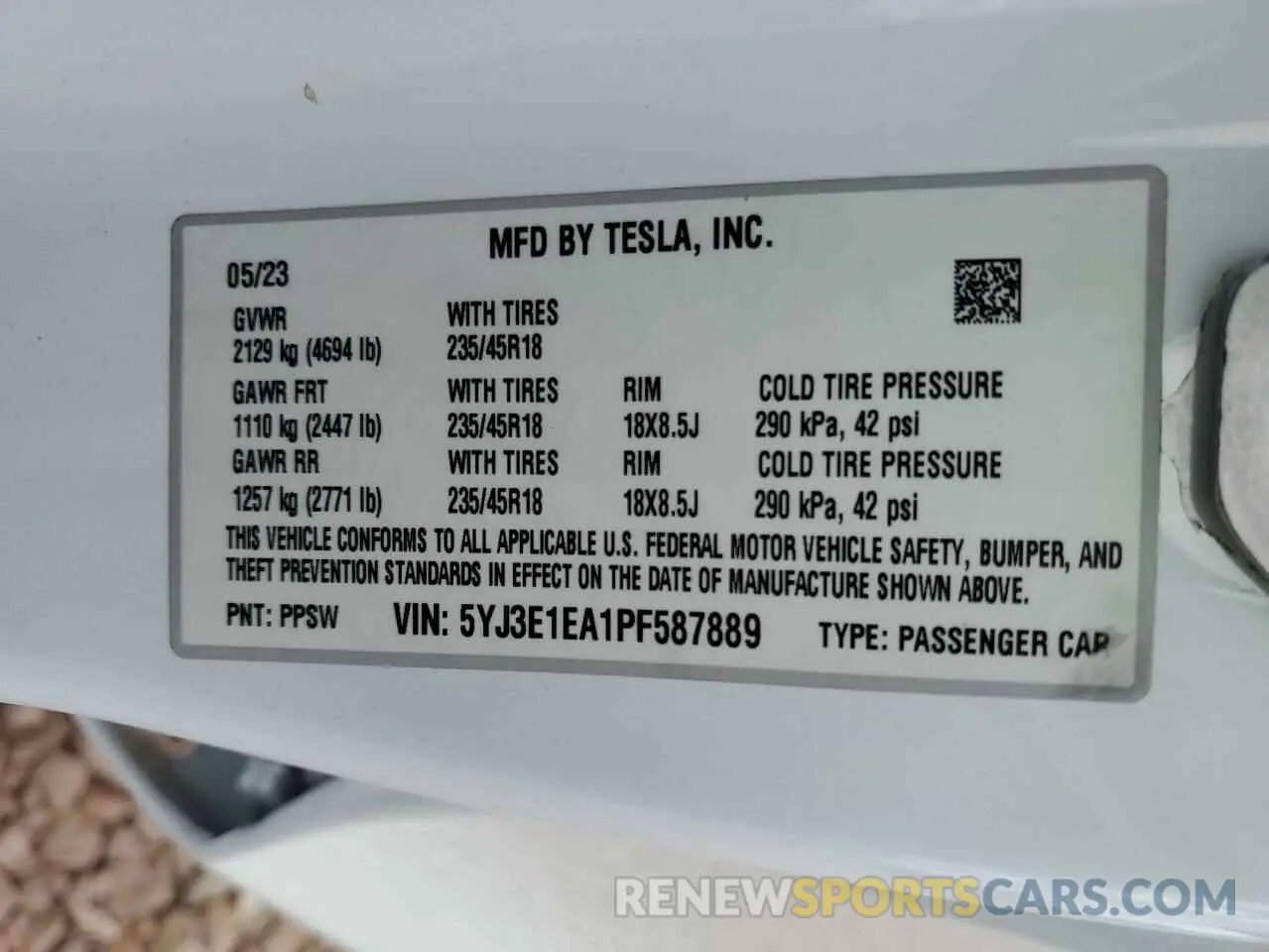 14 Photograph of a damaged car 5YJ3E1EA1PF587889 TESLA MODEL 3 2023