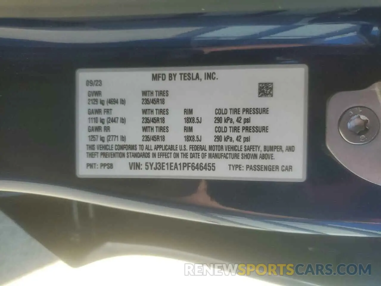 12 Photograph of a damaged car 5YJ3E1EA1PF646455 TESLA MODEL 3 2023