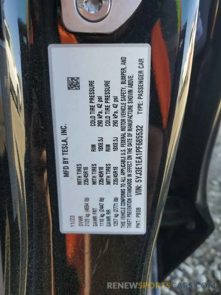 15 Photograph of a damaged car 5YJ3E1EA1PF685532 TESLA MODEL 3 2023
