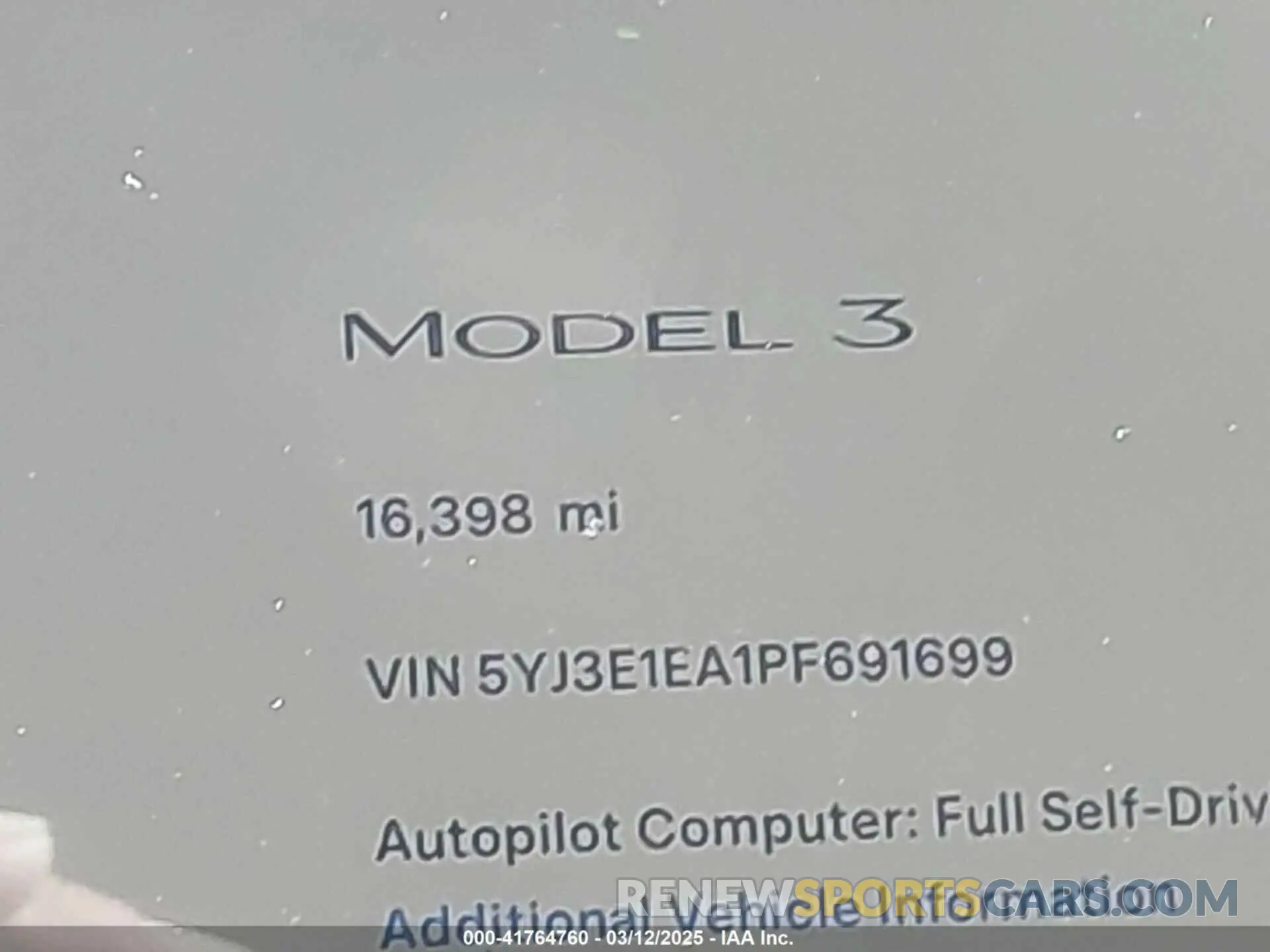 15 Photograph of a damaged car 5YJ3E1EA1PF691699 TESLA MODEL 3 2023