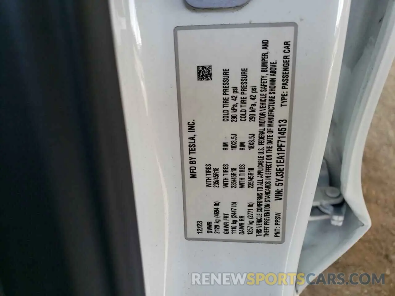 15 Photograph of a damaged car 5YJ3E1EA1PF714513 TESLA MODEL 3 2023