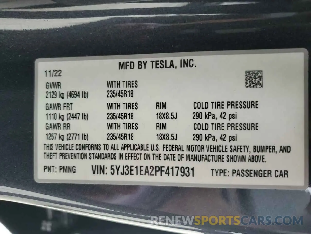 12 Photograph of a damaged car 5YJ3E1EA2PF417931 TESLA MODEL 3 2023