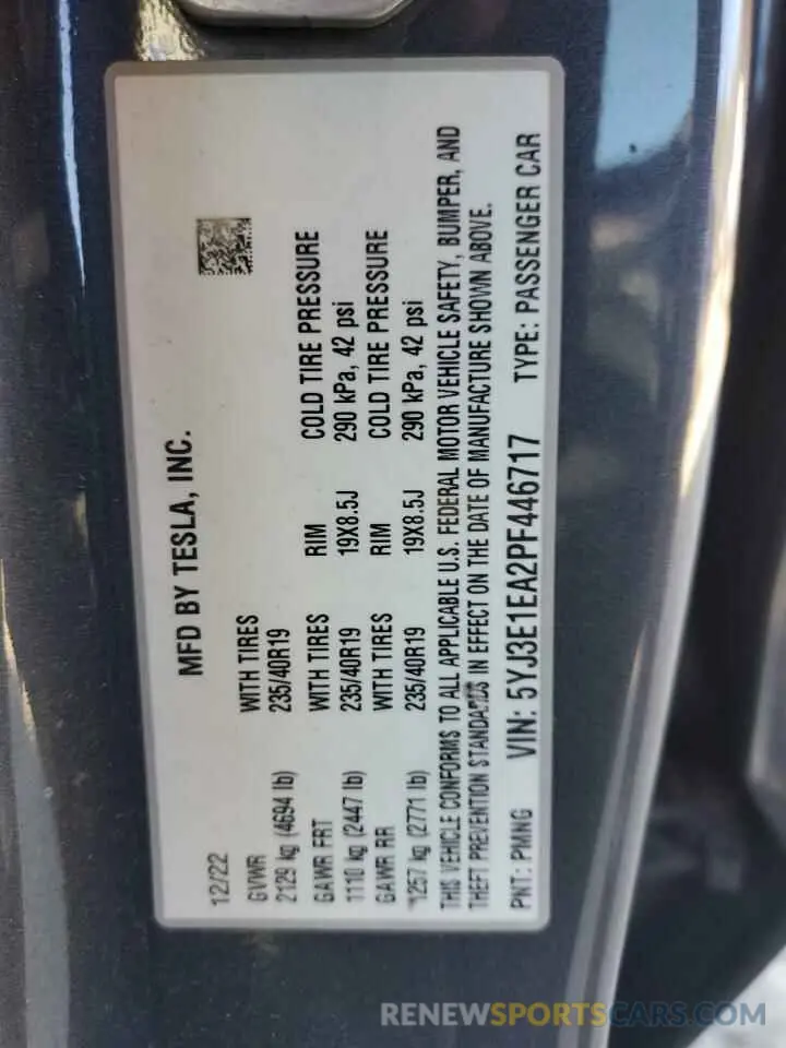 13 Photograph of a damaged car 5YJ3E1EA2PF446717 TESLA MODEL 3 2023