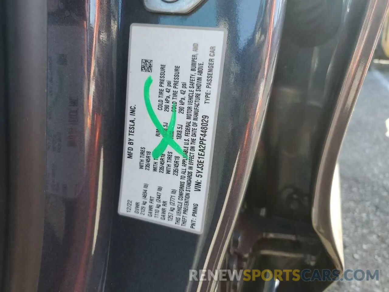 13 Photograph of a damaged car 5YJ3E1EA2PF448029 TESLA MODEL 3 2023