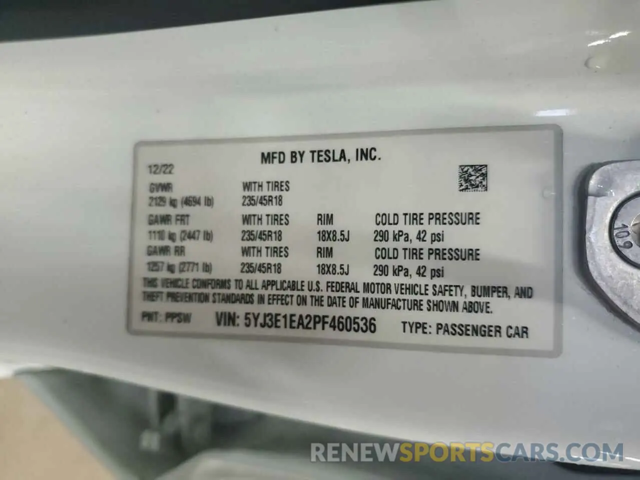 13 Photograph of a damaged car 5YJ3E1EA2PF460536 TESLA MODEL 3 2023