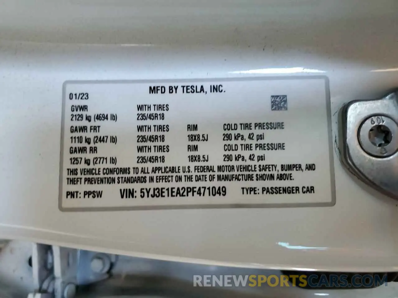 12 Photograph of a damaged car 5YJ3E1EA2PF471049 TESLA MODEL 3 2023