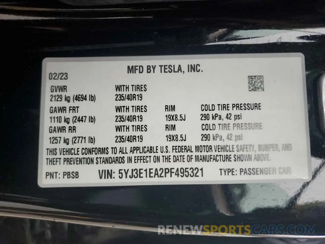 12 Photograph of a damaged car 5YJ3E1EA2PF495321 TESLA MODEL 3 2023