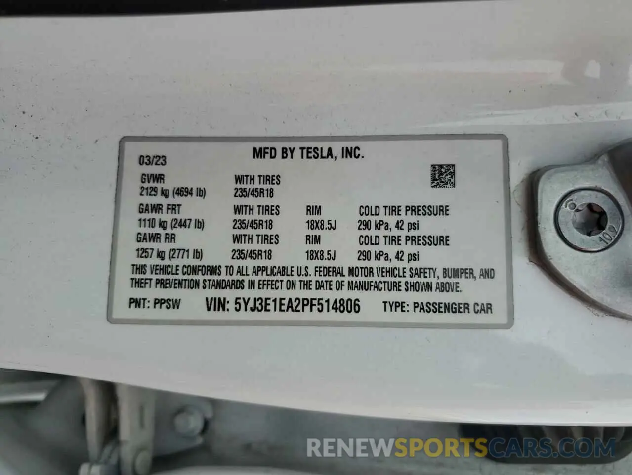 13 Photograph of a damaged car 5YJ3E1EA2PF514806 TESLA MODEL 3 2023