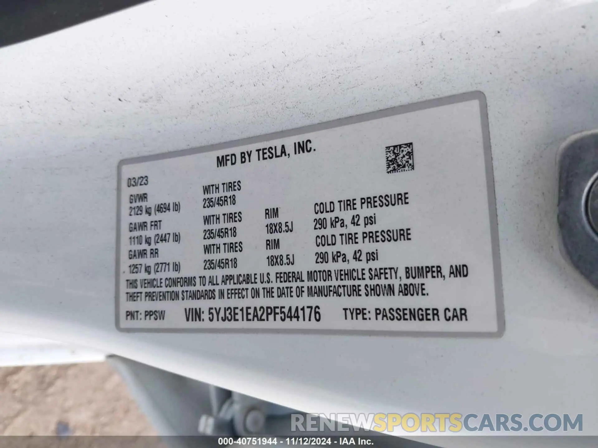 9 Photograph of a damaged car 5YJ3E1EA2PF544176 TESLA MODEL 3 2023