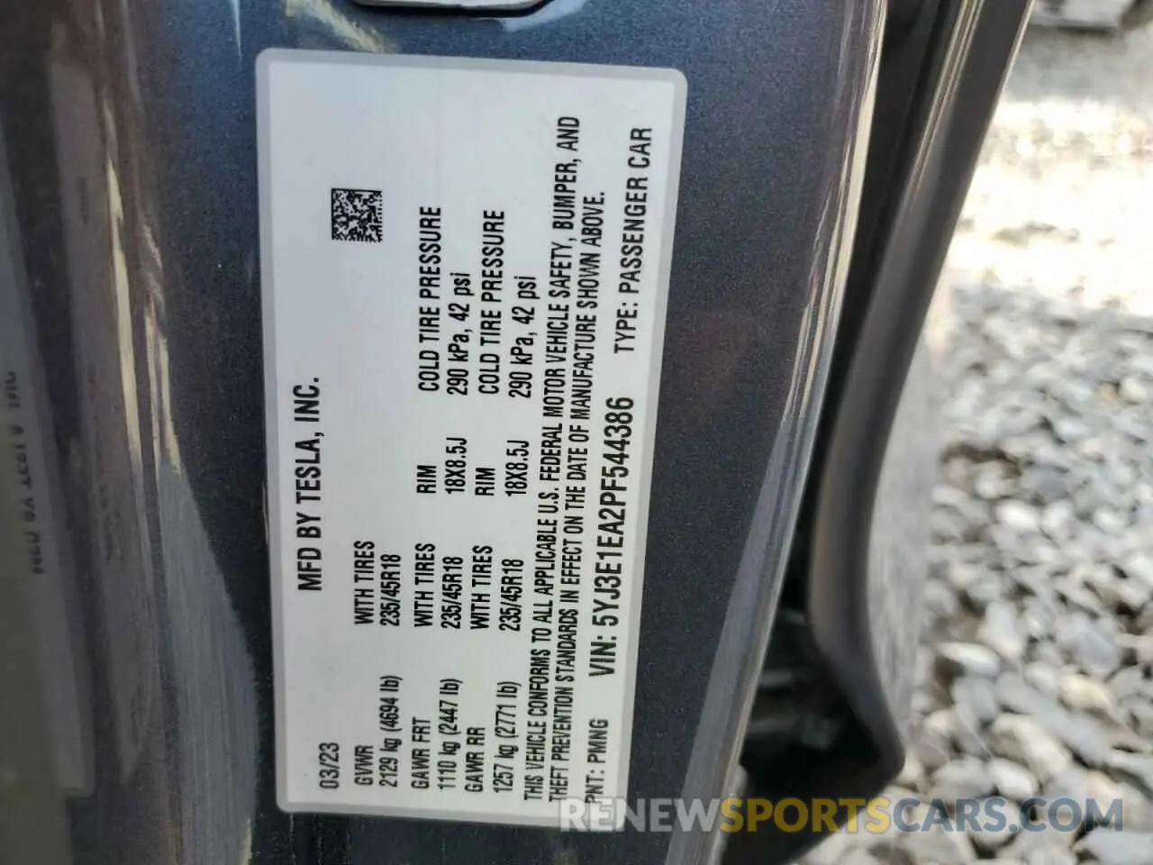 12 Photograph of a damaged car 5YJ3E1EA2PF544386 TESLA MODEL 3 2023