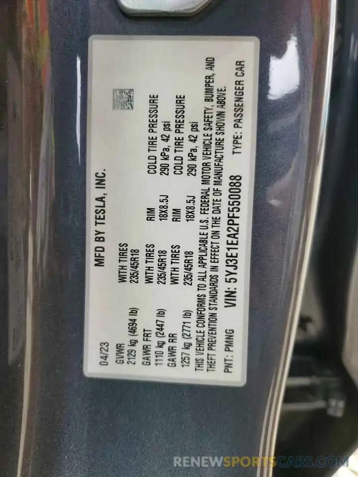 12 Photograph of a damaged car 5YJ3E1EA2PF550088 TESLA MODEL 3 2023