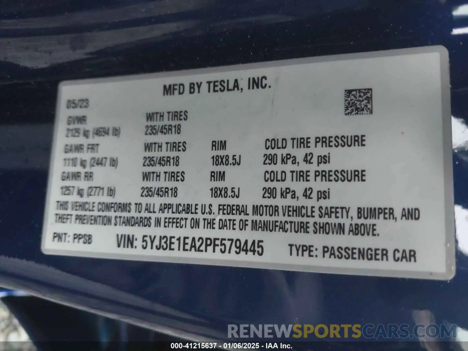 9 Photograph of a damaged car 5YJ3E1EA2PF579445 TESLA MODEL 3 2023