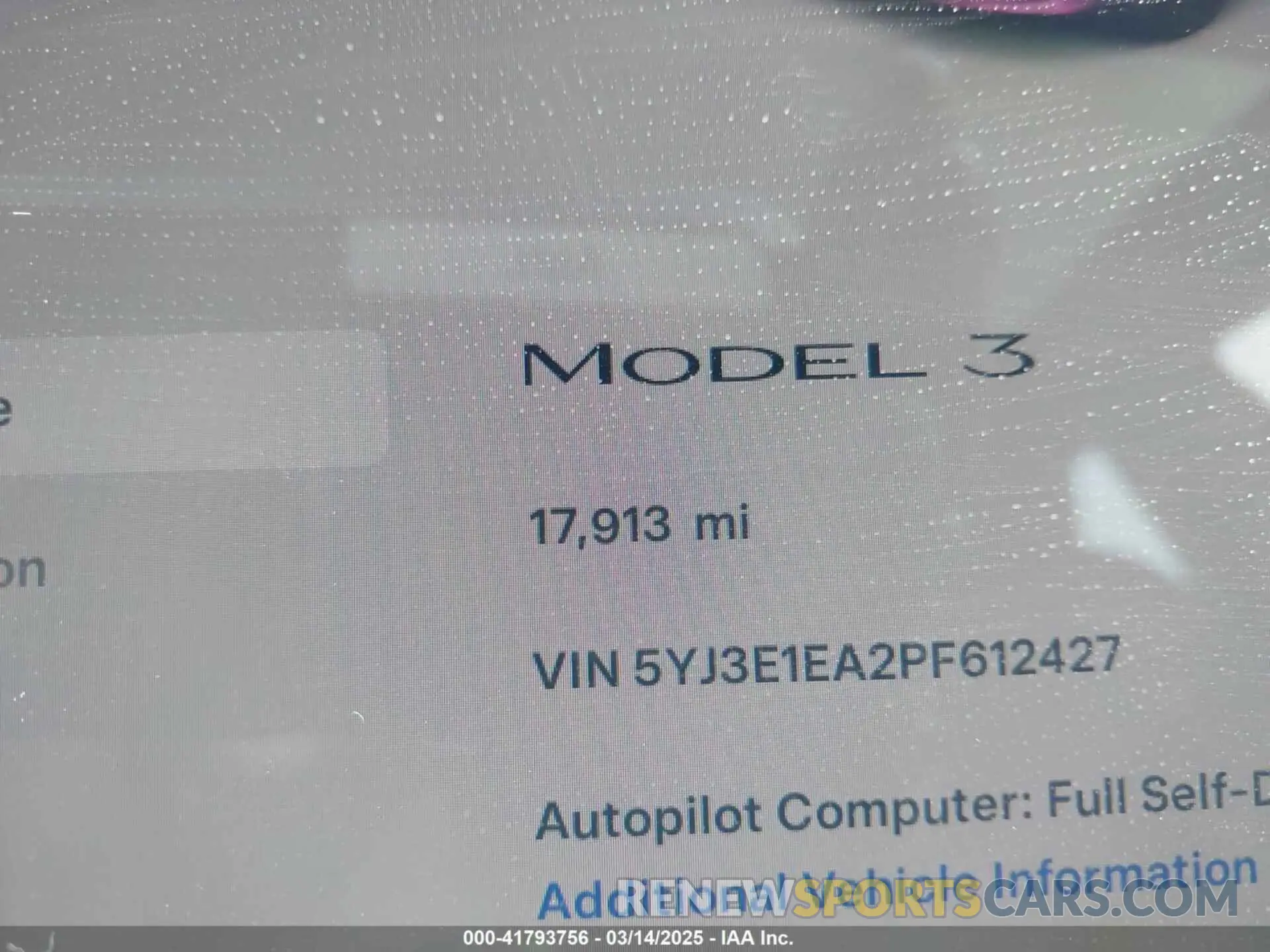 16 Photograph of a damaged car 5YJ3E1EA2PF612427 TESLA MODEL 3 2023