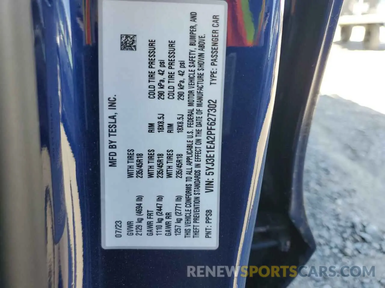 12 Photograph of a damaged car 5YJ3E1EA2PF627302 TESLA MODEL 3 2023
