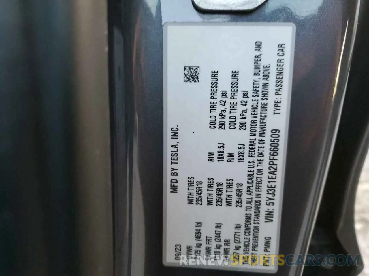 12 Photograph of a damaged car 5YJ3E1EA2PF660509 TESLA MODEL 3 2023