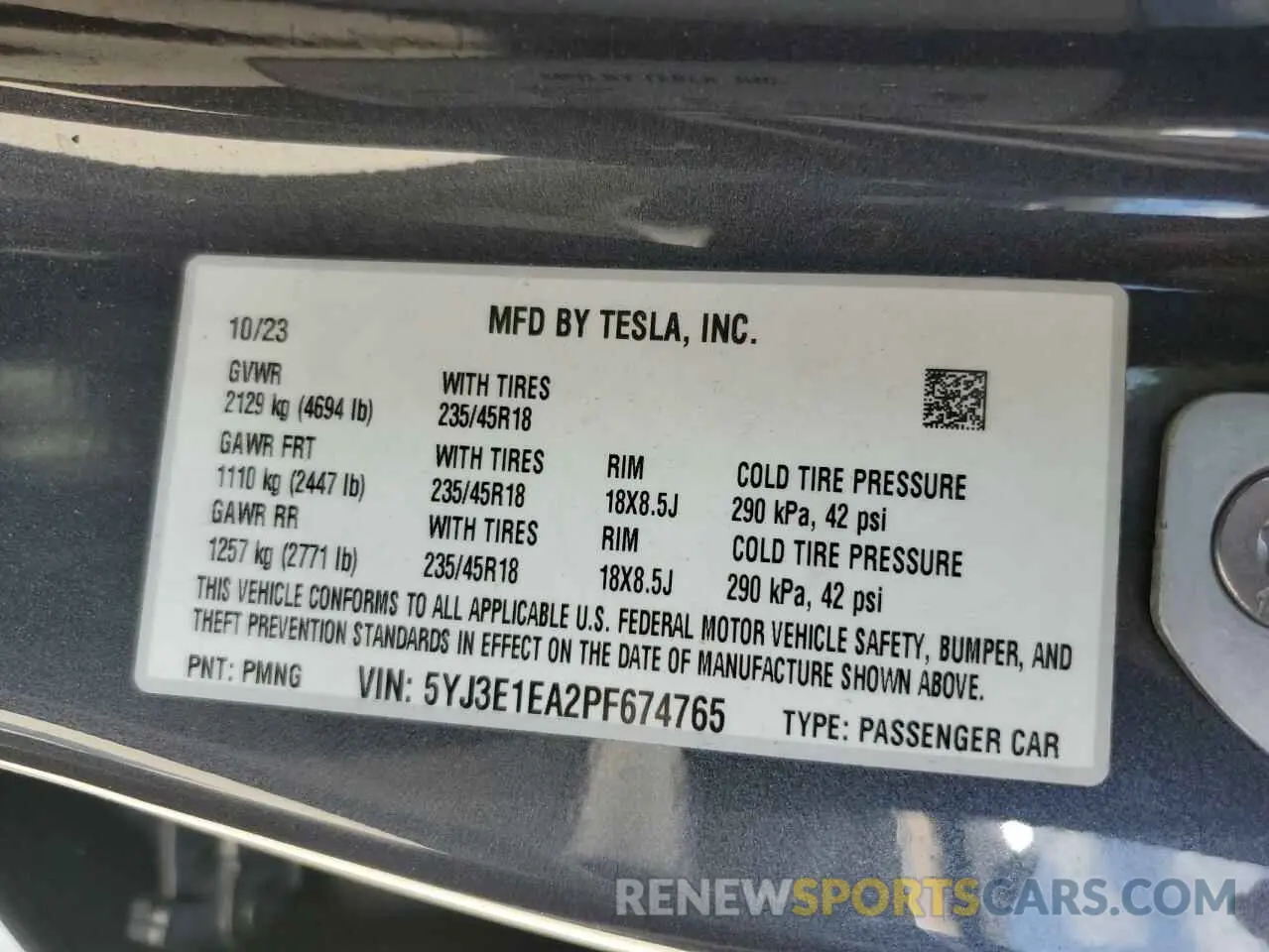 13 Photograph of a damaged car 5YJ3E1EA2PF674765 TESLA MODEL 3 2023